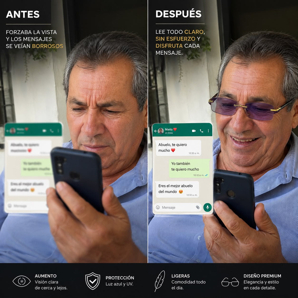GAFA TR90 DE AUMENTO VIDRIO