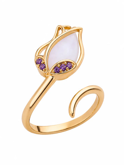 Anillo Flor Tulipan blanco +CajaREGALO